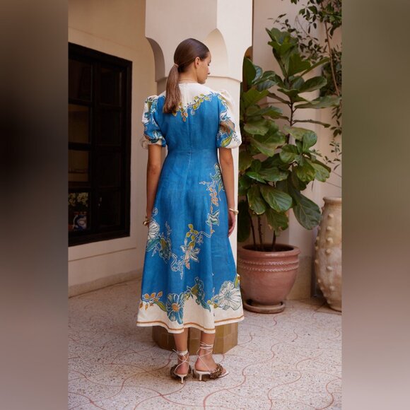 Alémais Luda floral linen midi dress - Picture 3 of 11